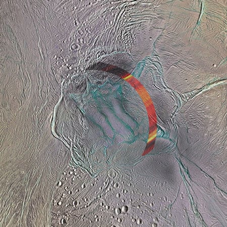 Cassini Image of the South Pole Region of Enceladus