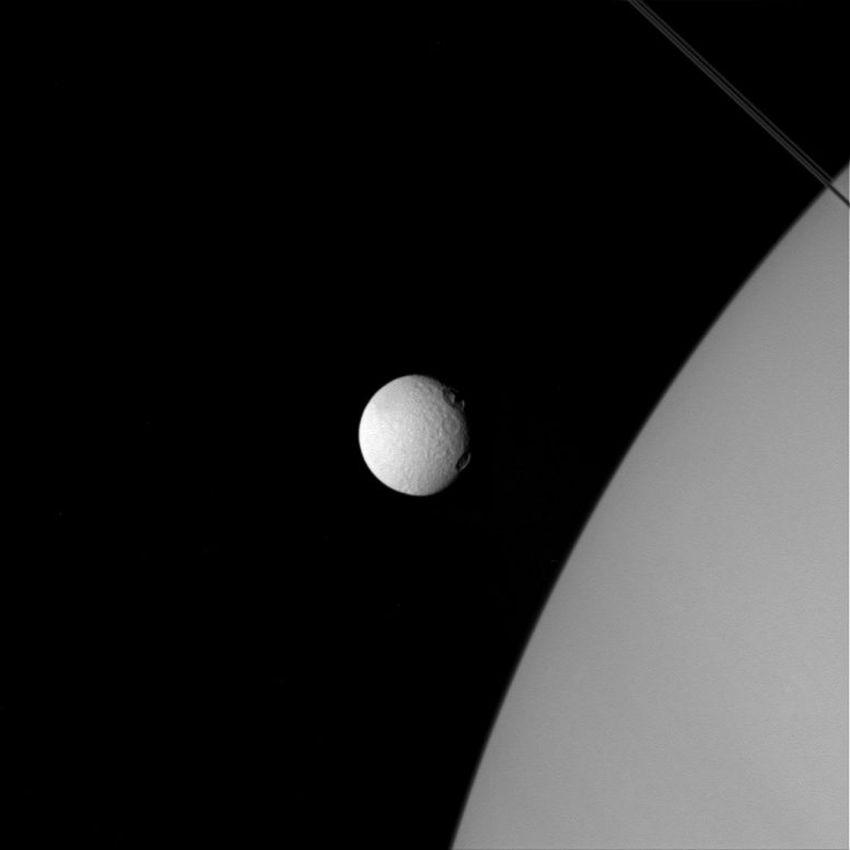 Cassini Views Craters on Tethys