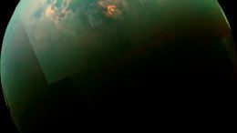 Cassini Views the Sun Glinting Off Titans North Polar Seas