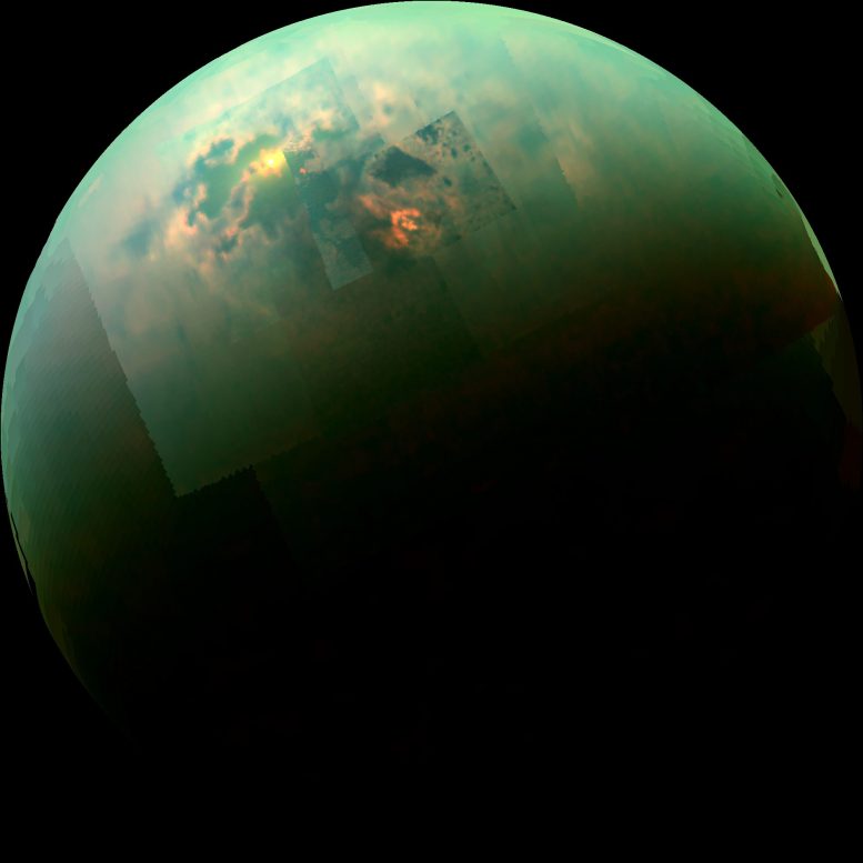 Cassini Views the Sun Glinting Off Titans North Polar Seas