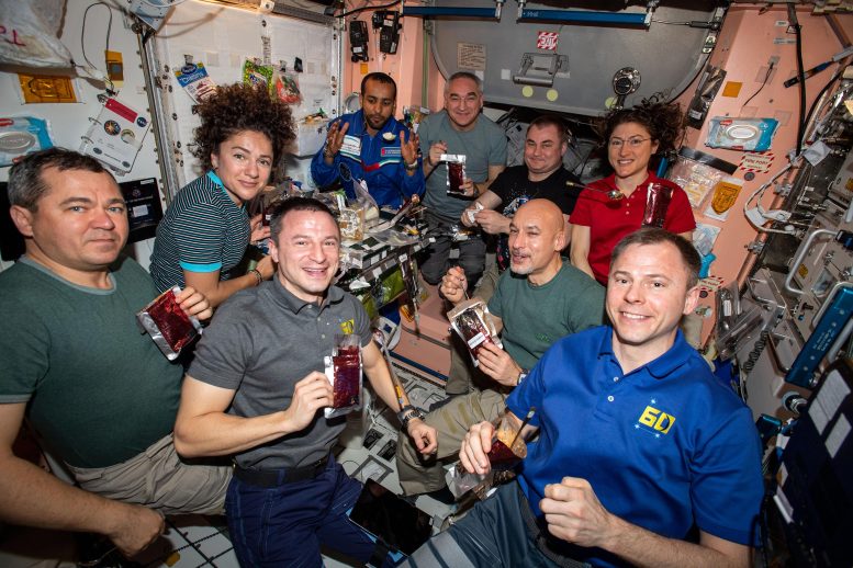 Celebratory ISS Dinner in Russian Zvezda Module