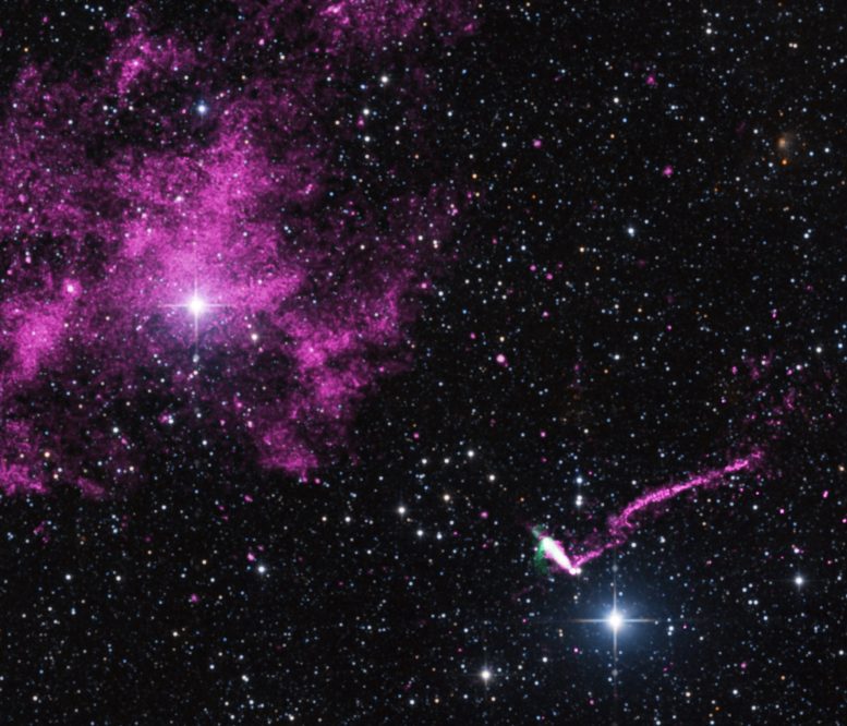Chandra Views Runaway Pulsar Firing an Extraordinary Jet