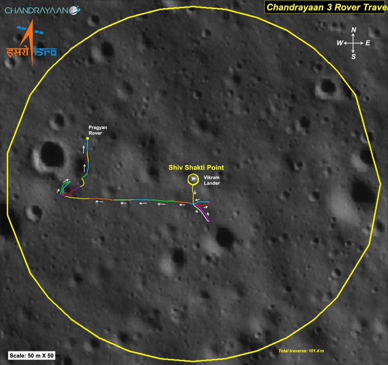 Chandrayaan-3 Rover Path Map