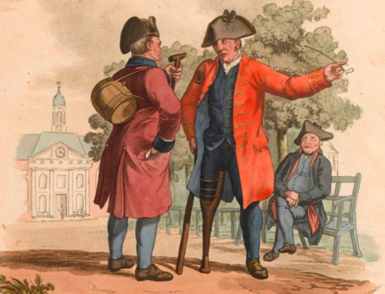 Chelsea Pensioners in Cavalry and Infantry Uniforms