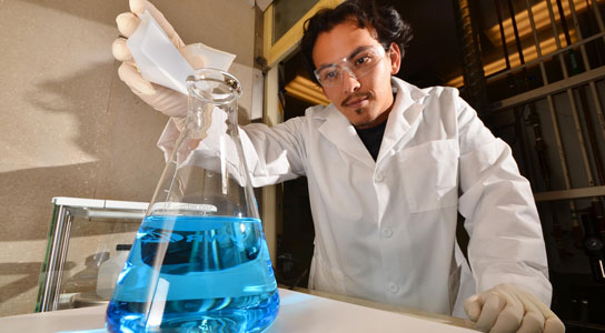 Chemical technologist Harry Pratt synthesizes a copper-based ionic liquid