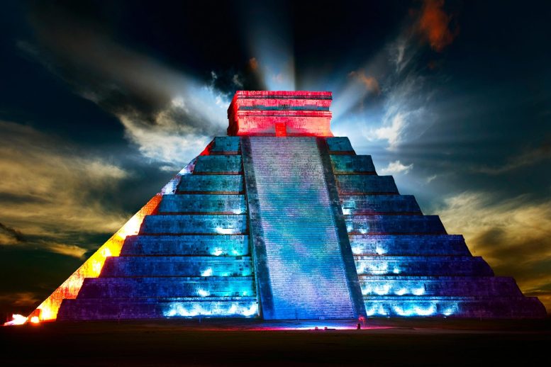 Chichen Itza Mayan Pyramid Night