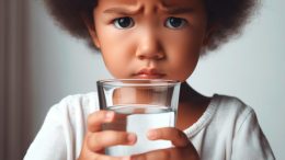 Child Drinking Water Art Concept