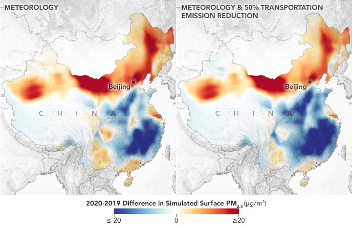 China Difference PM2.5 Meteorology Transportation 2019 2020 Annotated