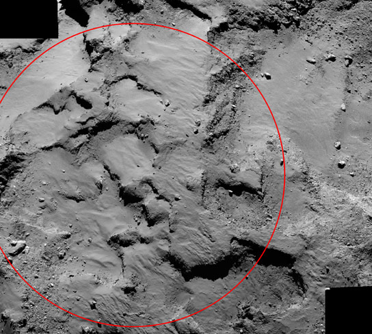Close Up View of Rosetta Comet Landing Site