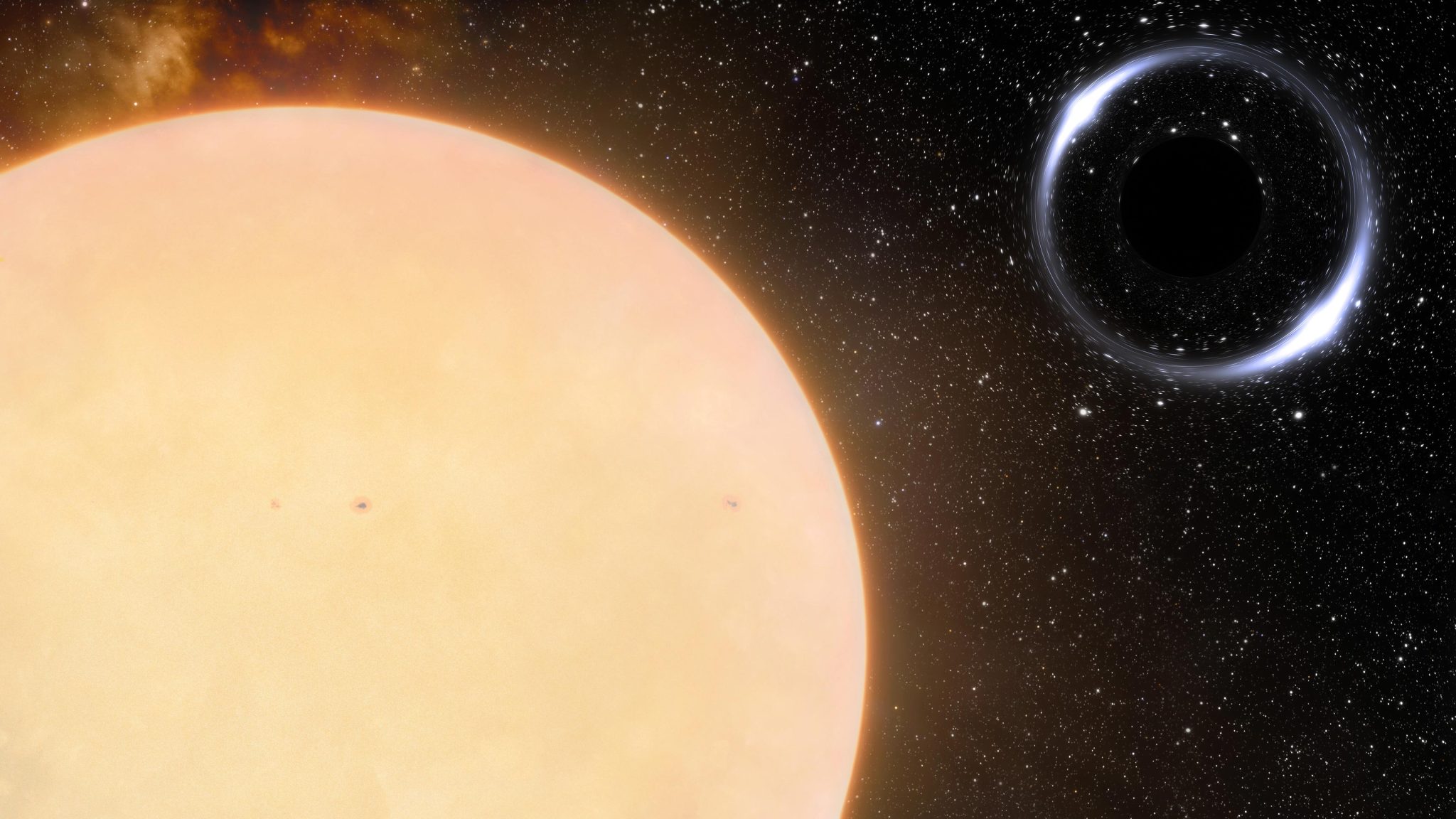 Artist's rendering of the closest black hole and its sun-like companion star
