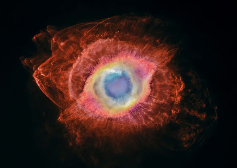 Color View of the Helix Nebula and Stellar Bow Shocks