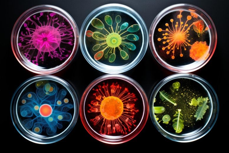 Colorful Bacteria Petri Dish Concept Art