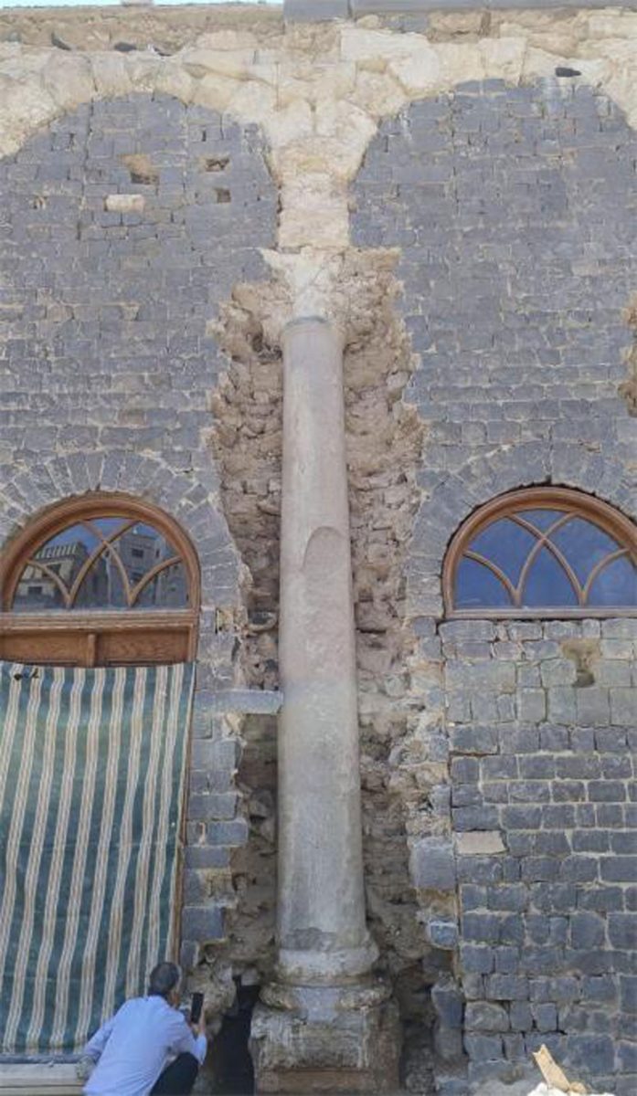 Column on Whose Base the Greek Inscription Was Discovered