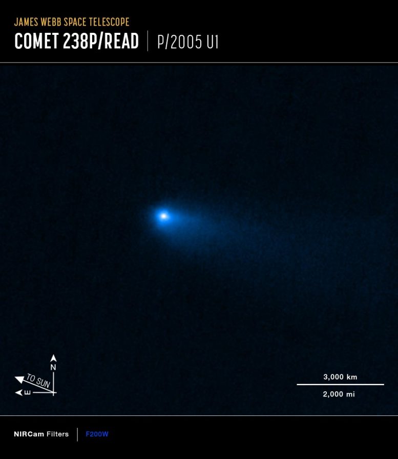 Comet 238P Read (Webb NIRCam Compass Image)