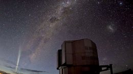 Comet Lovejoy Streaks Past Desert Telescope