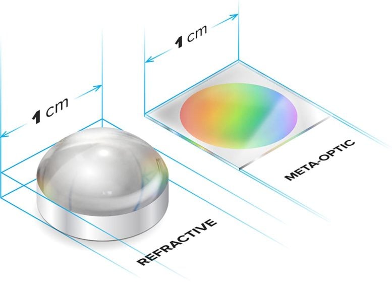 Comparison of Standard Refractive Lens and Ultra Flat Metalens