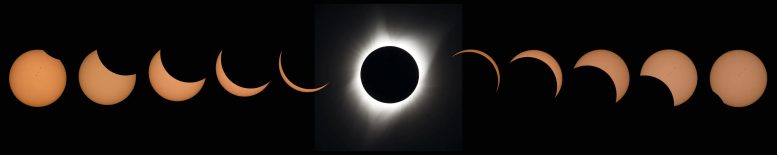 Composite Image Total Solar Eclipse Over Madras, Oregon