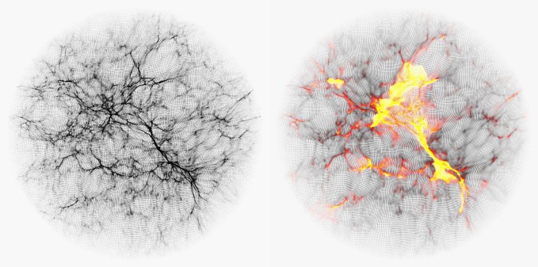Computer Simulation Distribution of Dark Matter and Gas Temperature