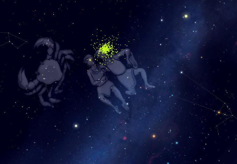Ozvezdje Dvojčka Geminidi Meteor