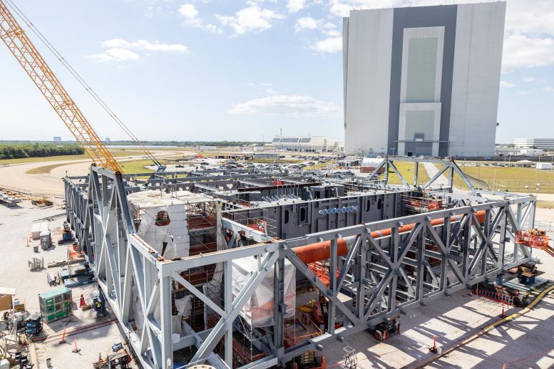 Construction on the Base of the Platform for the New Mobile Launcher