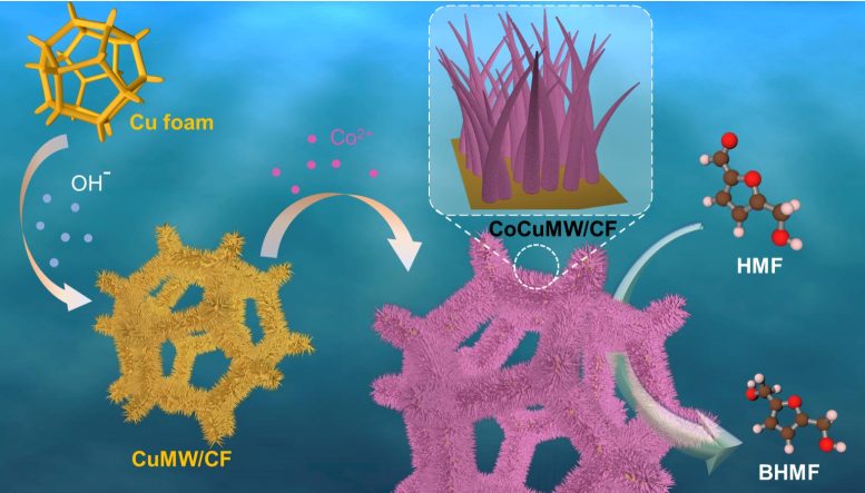 Corrosion Induced CoCuMWCF Electrode for Electroreduction of HMF to BHMF