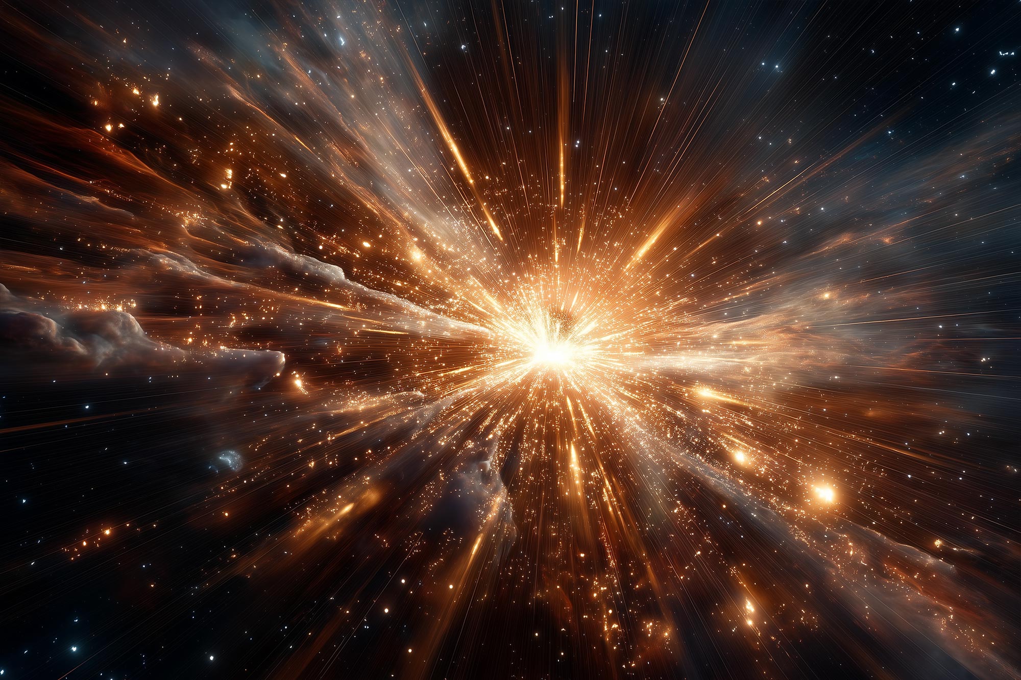 Concept art of cosmic explosion forming gold