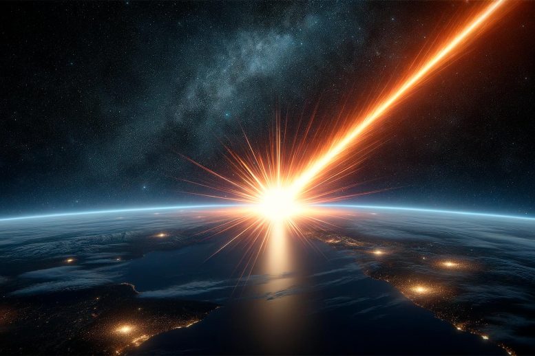 Cosmic Ray Strikes Earth Illustration Art Concept