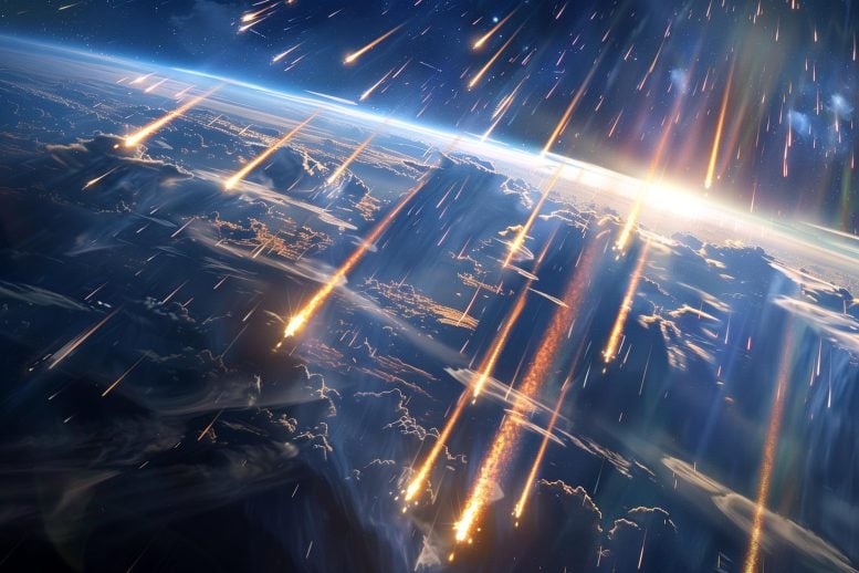Cosmic Rays Earth Atmosphere Concept Illustration