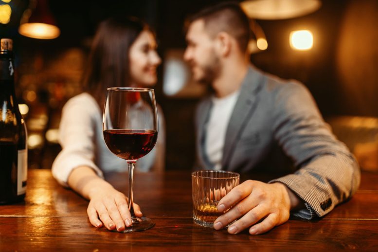 Couple Drinking Together Bar