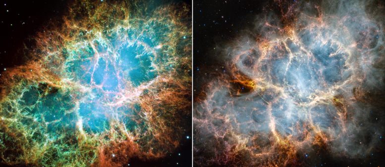 Crab Nebula (Webb and Hubble Comparison)