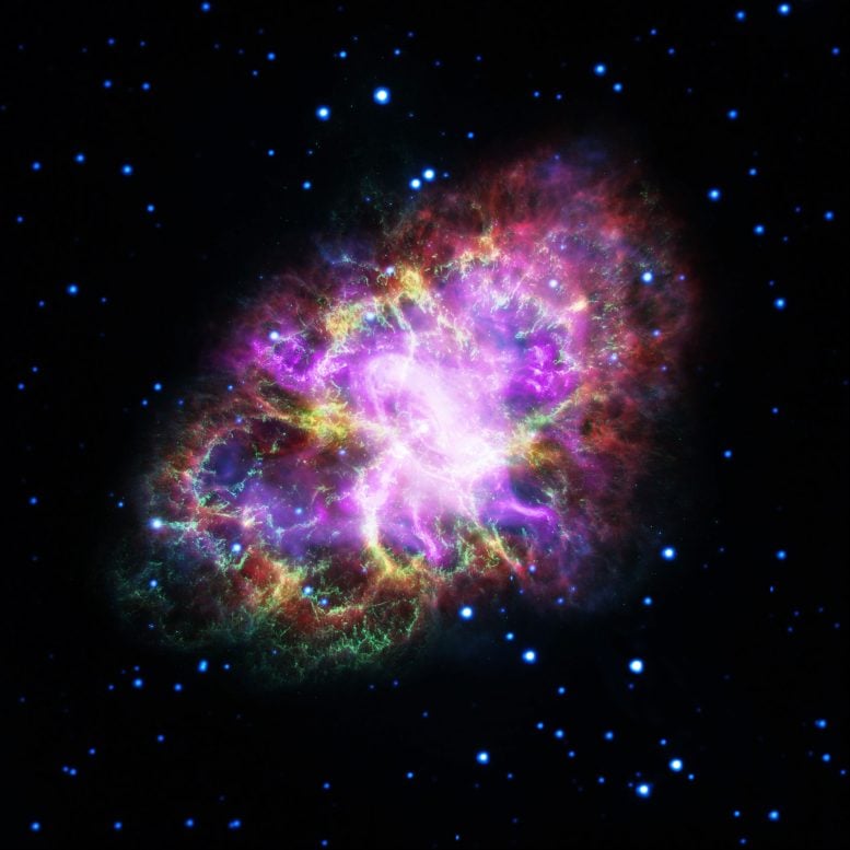 Crab Nebula in Bright Neon Colors