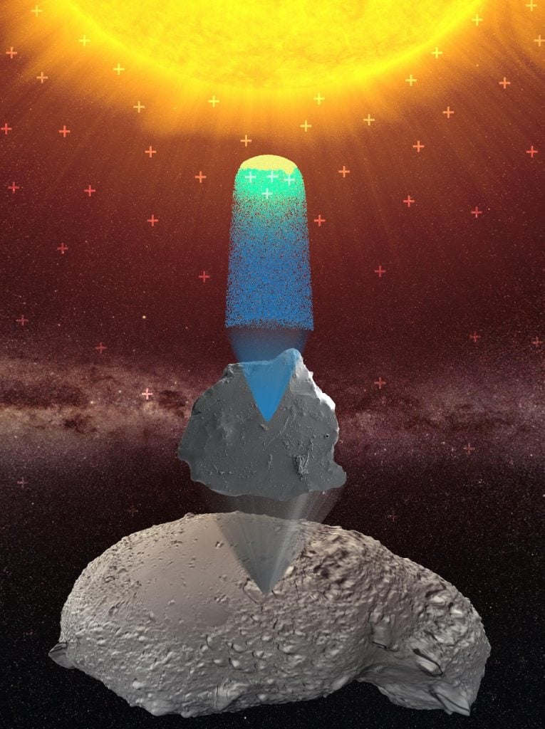Creation of water molecules from asteroid dust