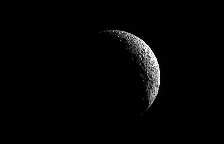Crescent Mimas Saturn Moon