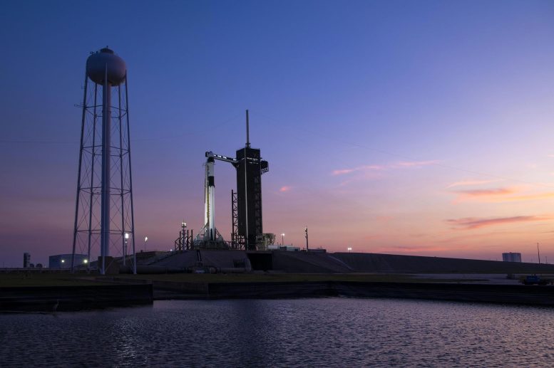 Crew-6 SpaceX Falcon 9 Rocket at Sunset