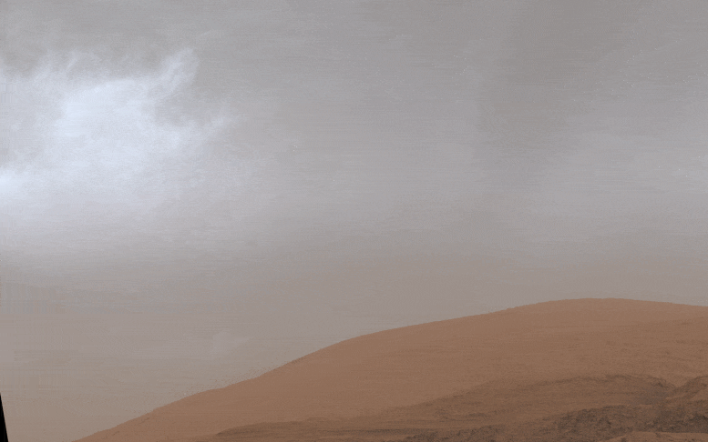 Curiosity Drifting Clouds Over Mount Sharp