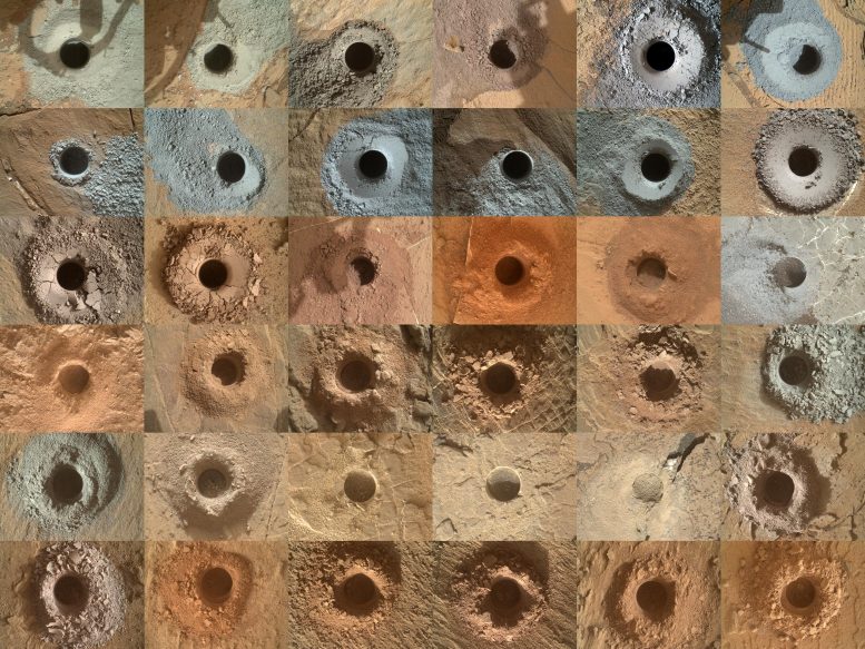 Curiosity Rover's 36 Drill Holes