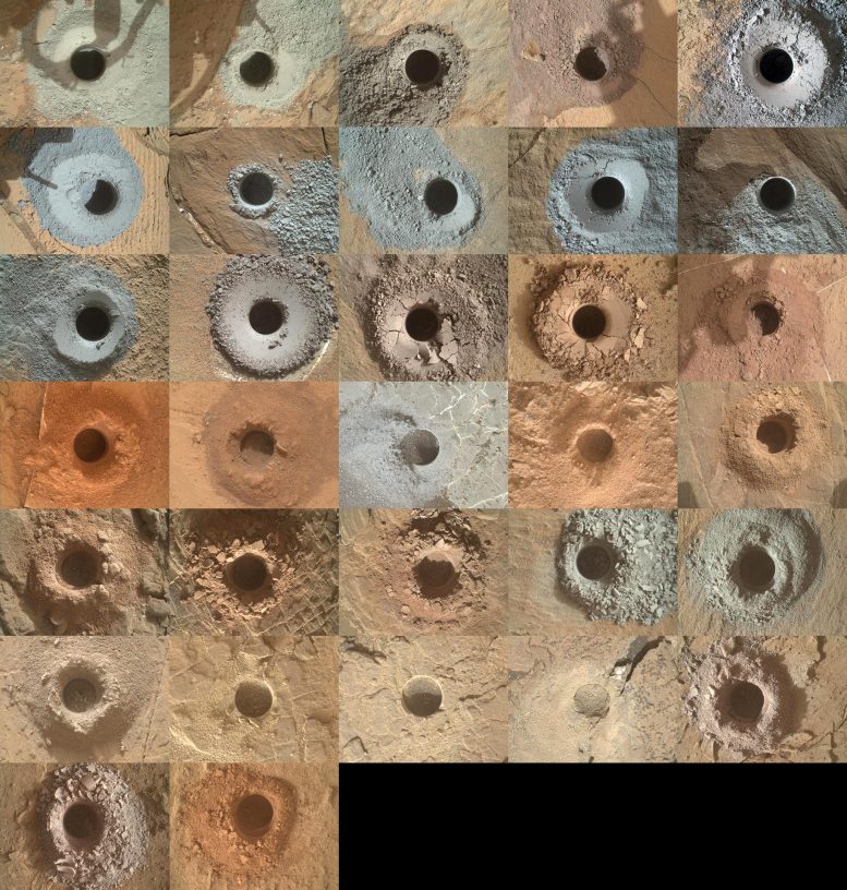 Curiosity's 32 Drill Holes