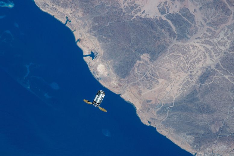 Cygnus Approaches Space Station Above the Red Sea