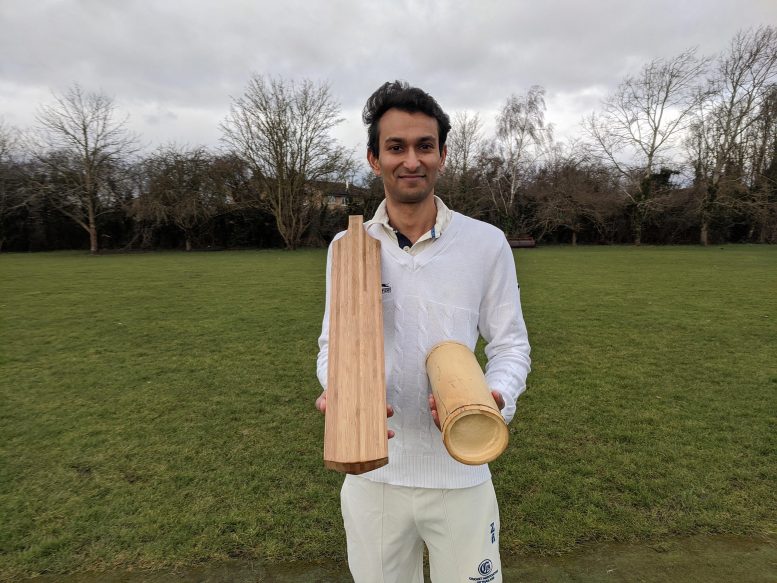 Darshil Shah With Bamboo Cricket Bat