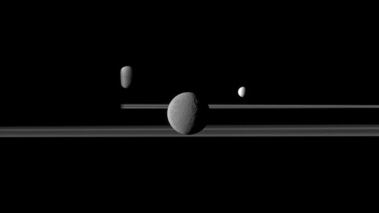 New Cassini Image of Saturn's Rings and Moons