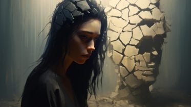 Depressed Young Woman Concept Art Illustration
