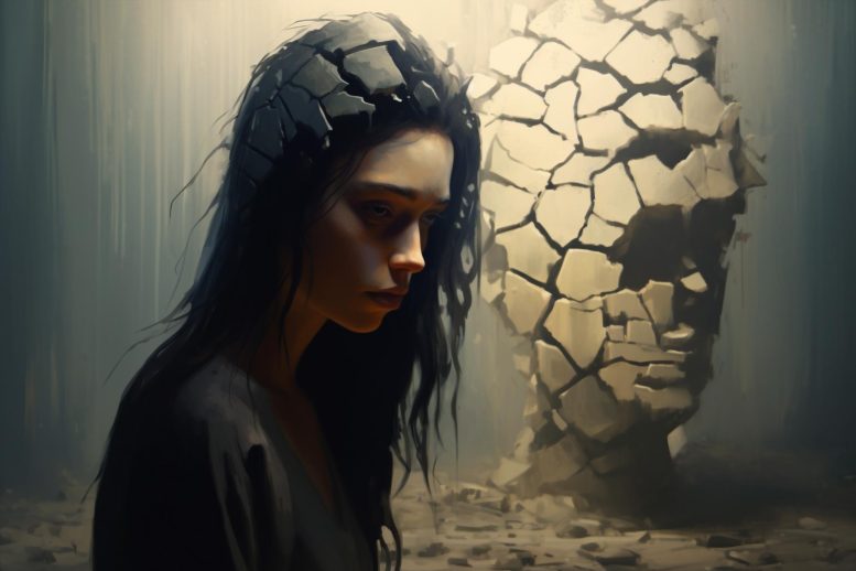 Depressed Young Woman Concept Art Illustration
