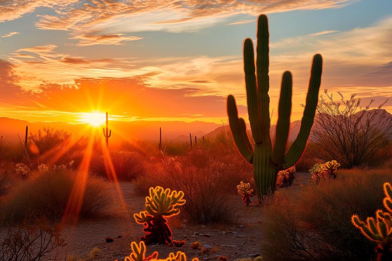 Desert Cactus Sunset Art Concept