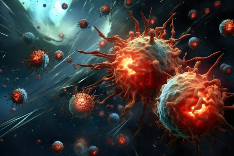 Destroying Cancer Cells Art Concept