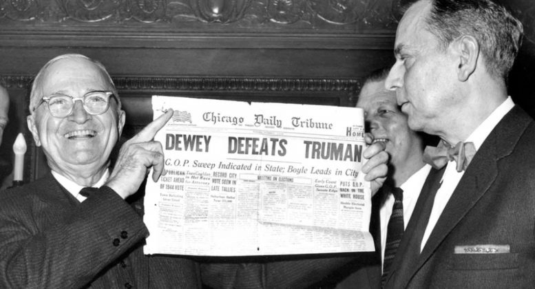 Dewey Defeats Truman Newspaper Cover