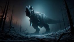 Dinosaur in Dark Dusty Surroundings