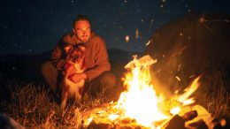 Dog Man Campfire