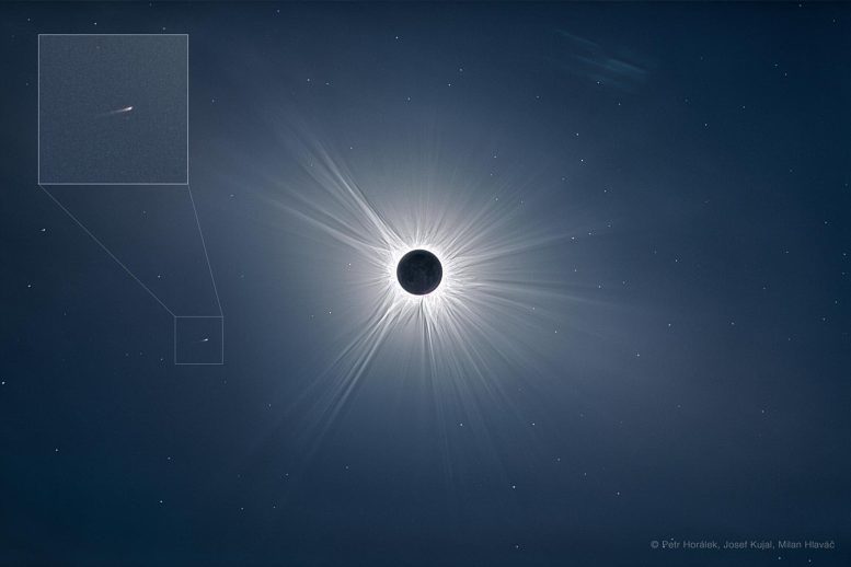 Doomed SOHO Comet During Solar Eclipse Detail