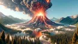 Dormant Volcano Explosive Eruption Art Concept