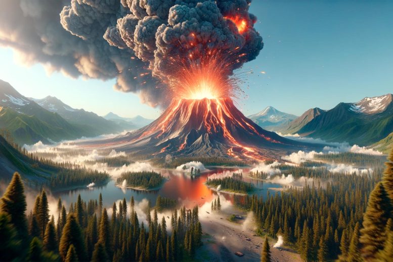 Dormant Volcano Explosive Eruption Art Concept